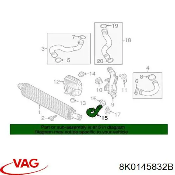 Króciec powietrza, wlot do rezonatora VAG 8K0145832B cena, od 15,44 USD