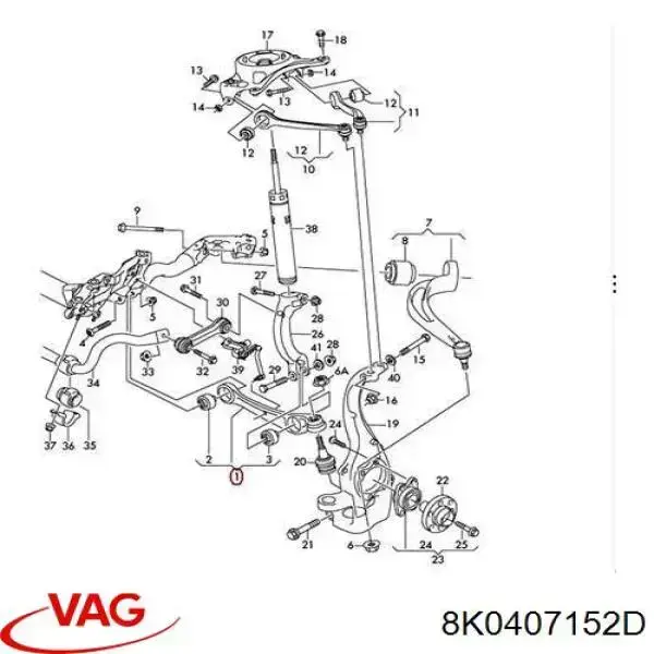 Wahacz zawieszenia przedniego dolny prawy VAG 8K0407152D cena, od 57,17 USD