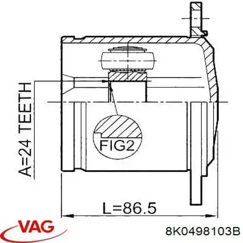Przegub homokinetyczny przedni wewnętrzny VAG 8K0498103B cena, od 43,38 USD