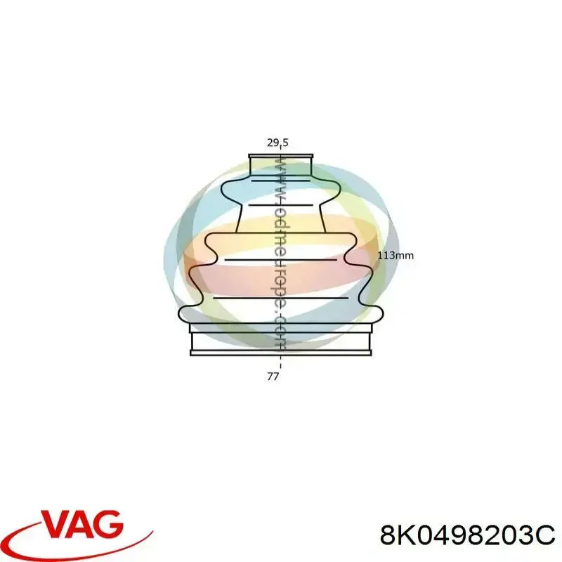 Osłona przegubu homokinetycznego półosi przedniej zewnętrzna VAG 8K0498203C cena, od 24,10 USD
