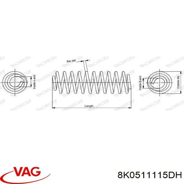 Do koszyka 8K0511115DH VAG Sprężyna tylna