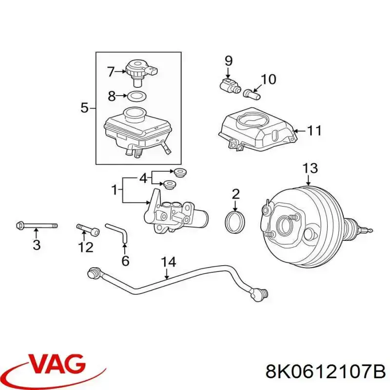 Wzmacniacz próżniowy hamulców VAG 8K0612107B cena, od 95,34 USD