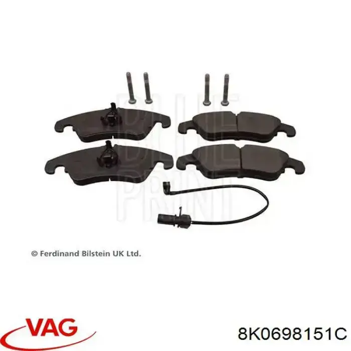 Klocki hamulcowe przednie tarczowe VAG 8K0698151C cena, od 89,83 USD