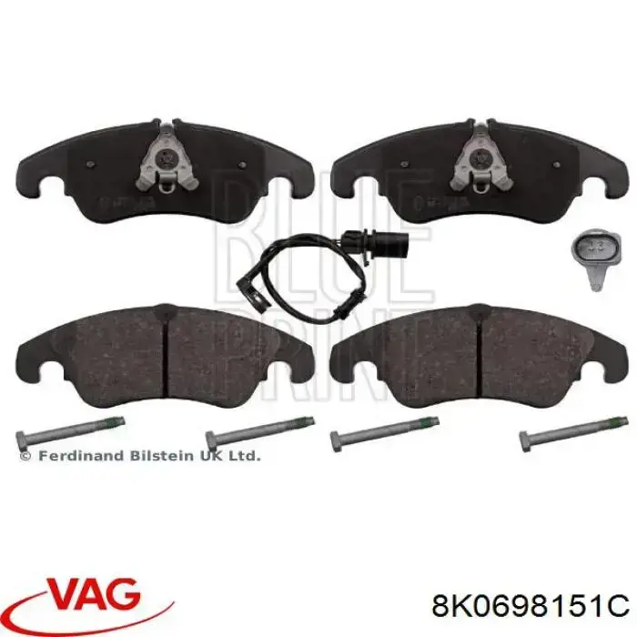 8K0698151C VAG Klocki hamulcowe przednie tarczowe