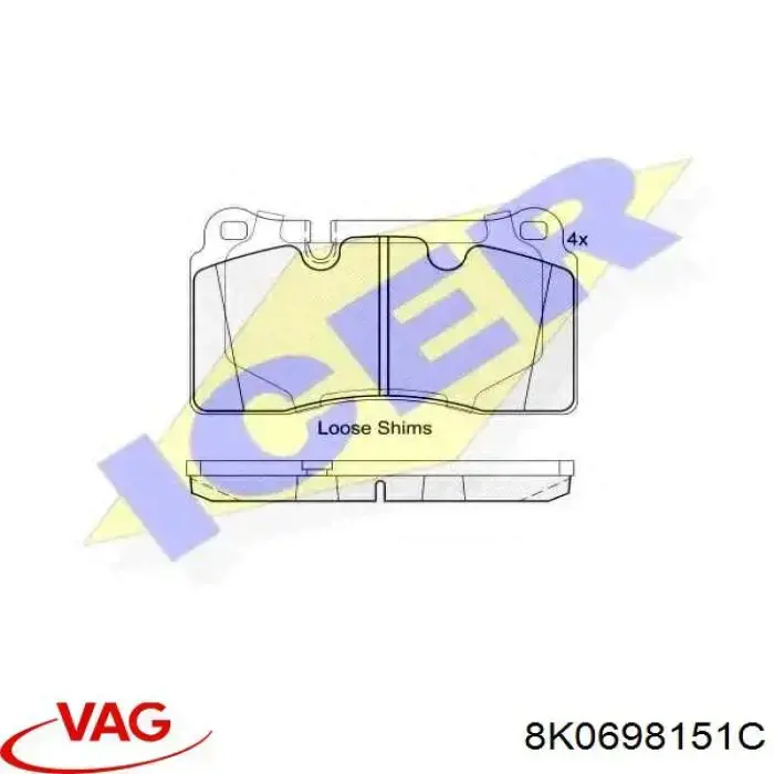 Klocki hamulcowe przednie tarczowe 8K0698151C VAG