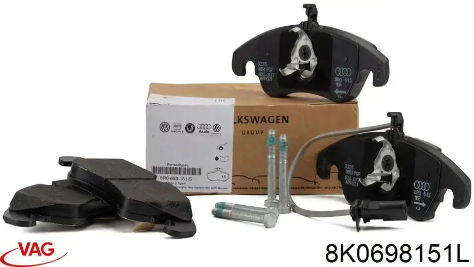 Klocki hamulcowe przednie tarczowe VAG 8K0698151L cena, od 33,10 USD