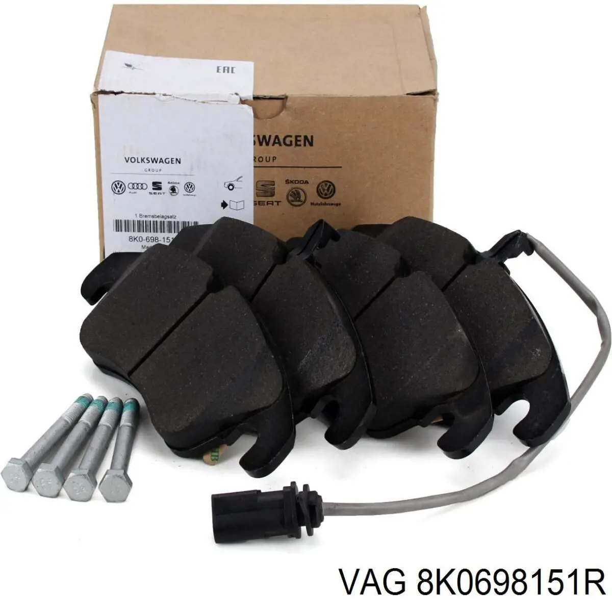 8K0698151R VAG Klocki hamulcowe przednie tarczowe