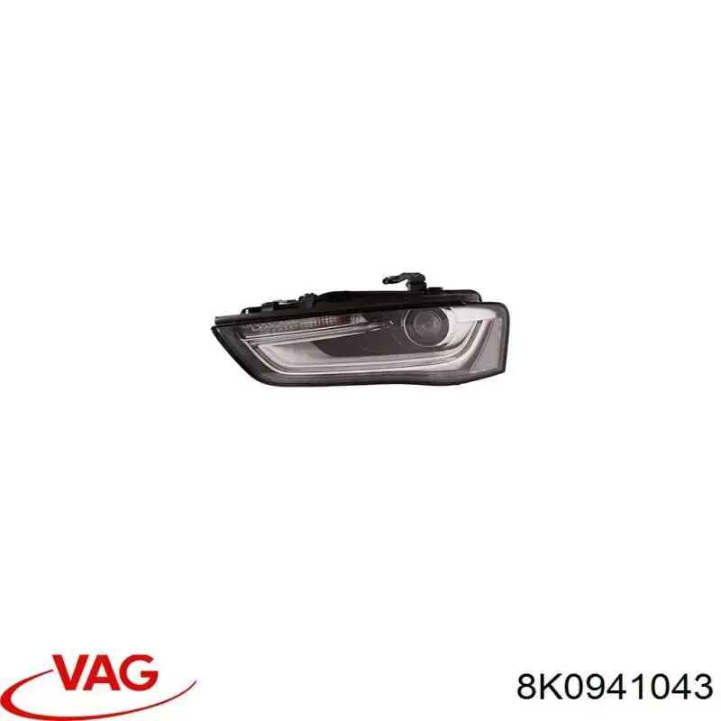 Do koszyka 8K0941043 VAG Reflektor lewy