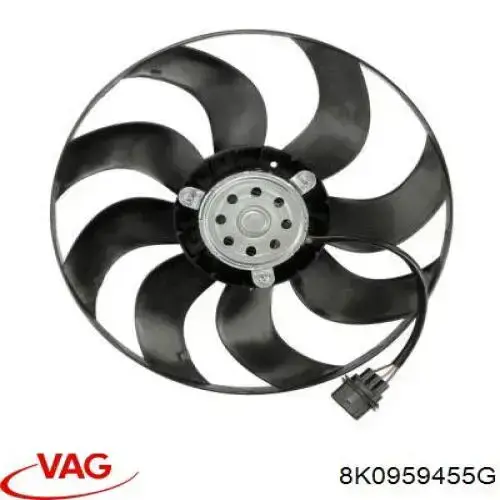 8K0959455G VAG Wentylator elektryczny układu chłodzenia, kompletny (silnik+wirnik) lewy