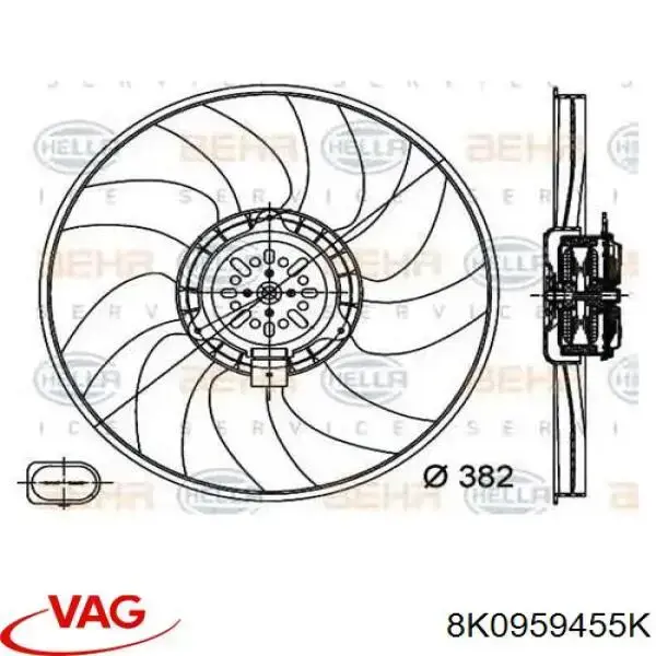 Wentylator elektryczny układu chłodzenia, kompletny (silnik+wirnik) lewy VAG 8K0959455K cena, od 79,64 USD