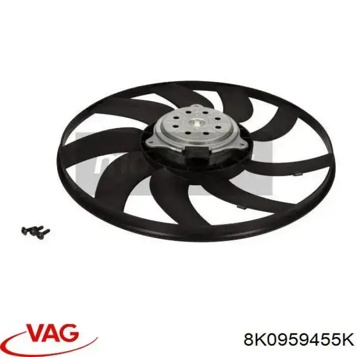 8K0959455K VAG Wentylator elektryczny układu chłodzenia, kompletny (silnik+wirnik) lewy