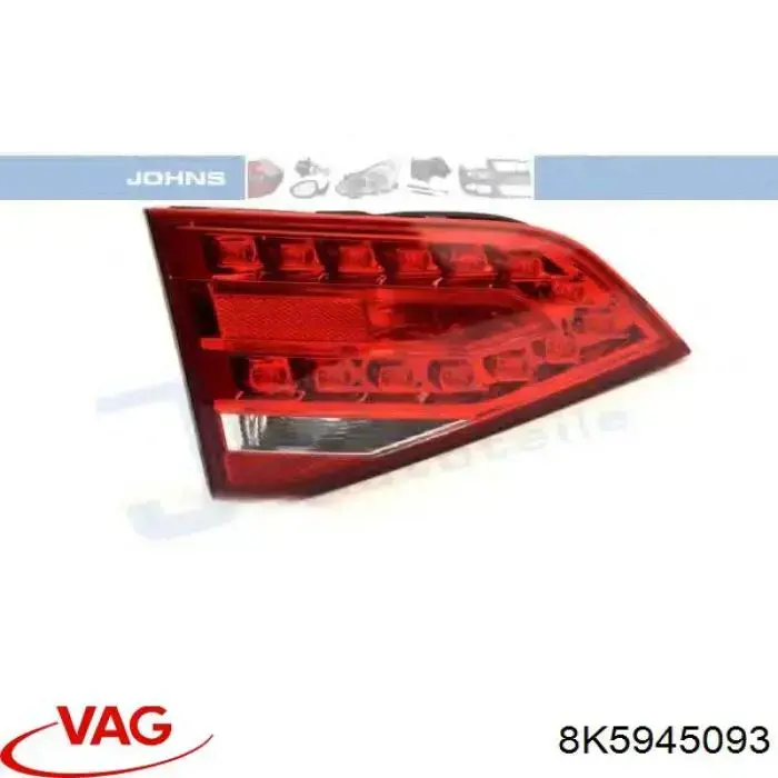 Lampa zespolona tylna lewa wewnętrzna VAG 8K5945093 cena, od 64,70 USD