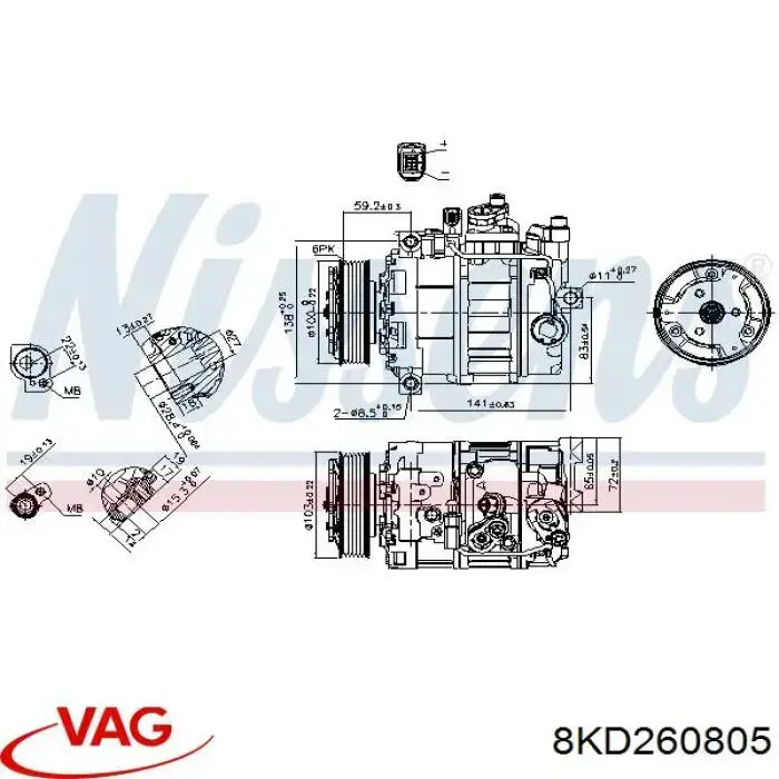 Sprężarka klimatyzacji 8KD260805 VAG