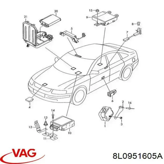 Alarm systemu antynapadu VAG 8L0951605A cena, od 63,89 USD