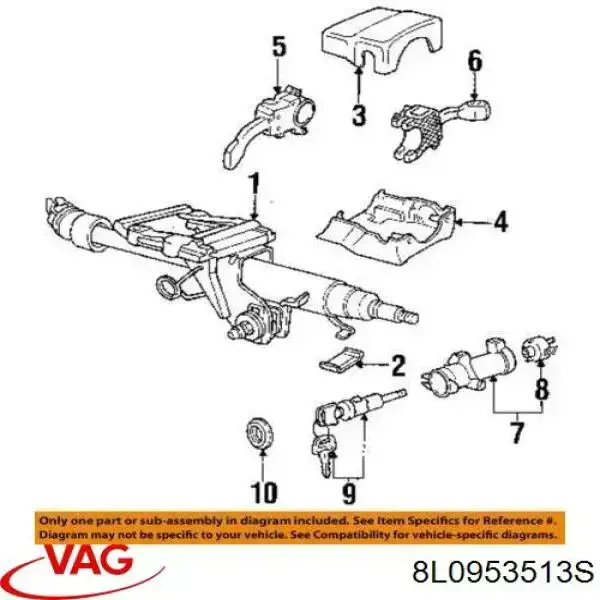 Przełącznik zespolony lewy VAG 8L0953513S cena, od 46,29 USD