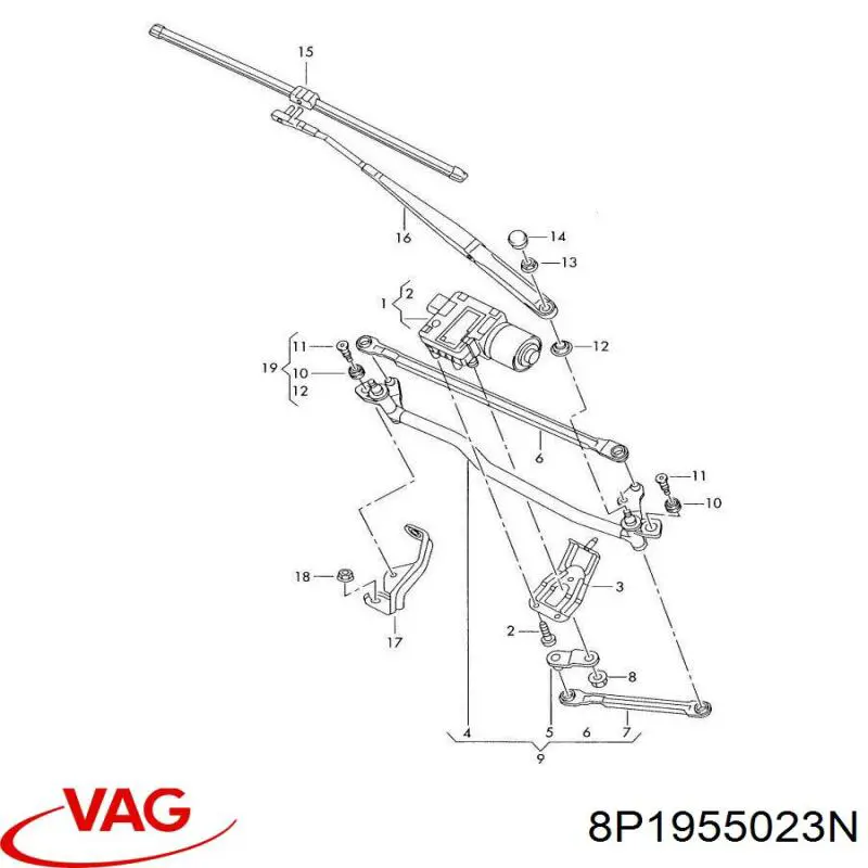 Mechanizm wycieraczek VAG 8P1955023J cena, od 76,43 USD