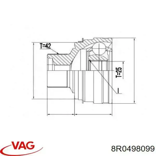 Przegub homokinetyczny przedni zewnętrzny VAG 8R0498099 cena, od 46,16 USD