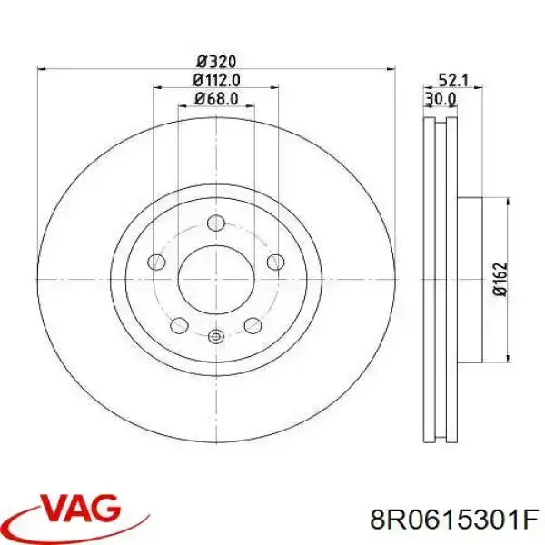 8R0615301F VAG tarcza hamulcowa przednia