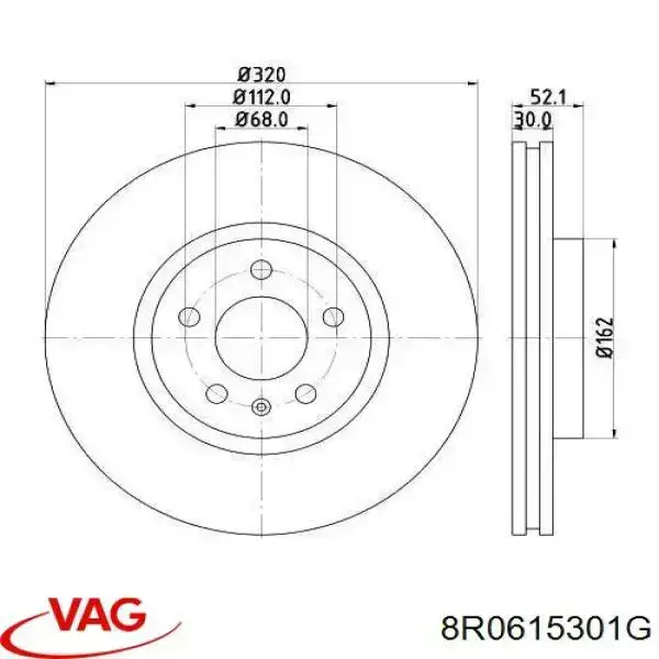 Do koszyka 8R0615301G VAG Tarcza hamulcowa przednia