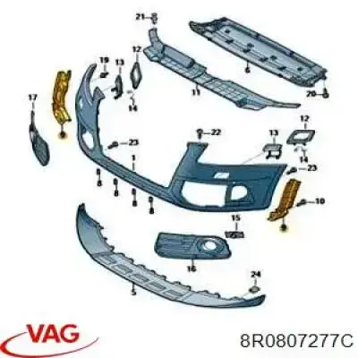 Wspornik zderzaka przedniego lewy VAG 8R0807277C cena, od 8,51 USD