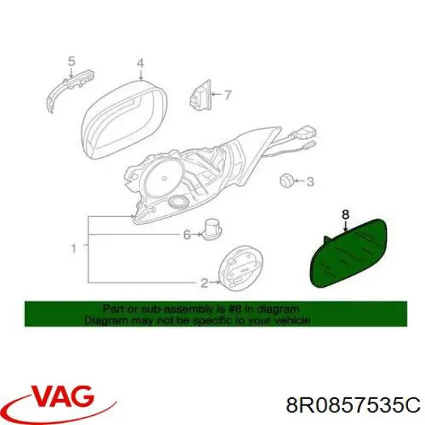 Lusterko wsteczne lewe VAG 8R0857535C cena, od 154,81 USD