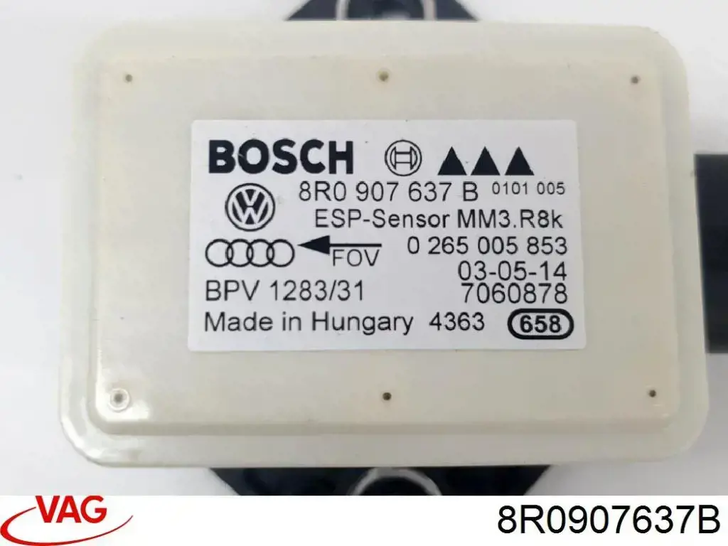 Do koszyka 8R0907637B VAG Czujnik przyśpieszenia poprzecznego (ESP)