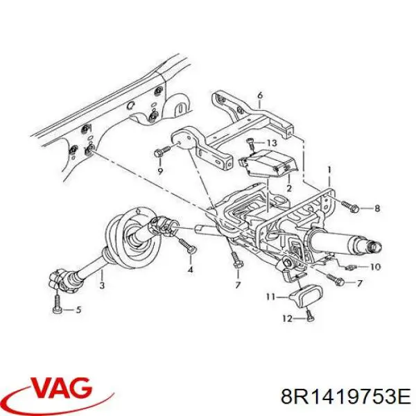 Wał kolumny kierowniczej dolny VAG 8R1419753G cena, od 91,28 USD