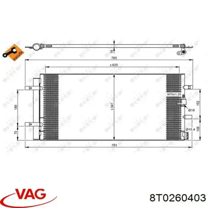 Chłodnica klimatyzacji VAG 8T0260403 cena, od 109,40 USD