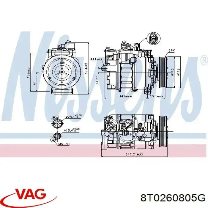 Sprężarka klimatyzacji VAG 8T0260805G cena, od 439,82 USD