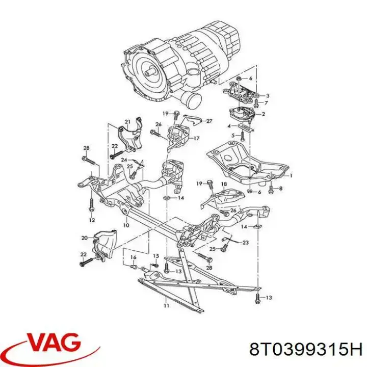8T0399315H VAG korpus osi przedniej
