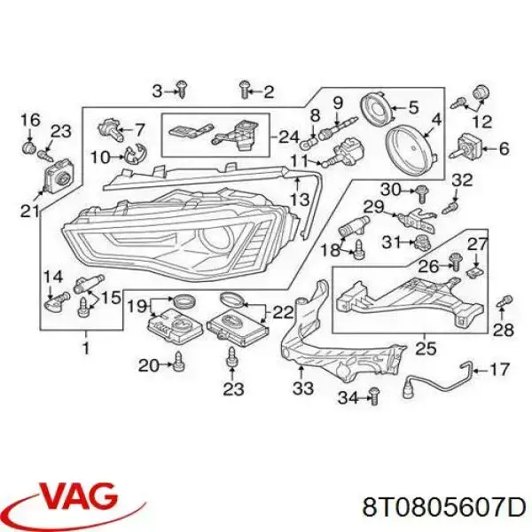 Wsponik (adapter) mocowania reflektora przedniego lewego VAG 8T0805607D cena, od 50,06 USD