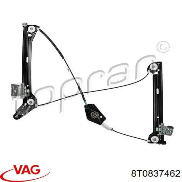 8T0837462 VAG Mechanizm podnoszenia szyby drzwi przednich prawych