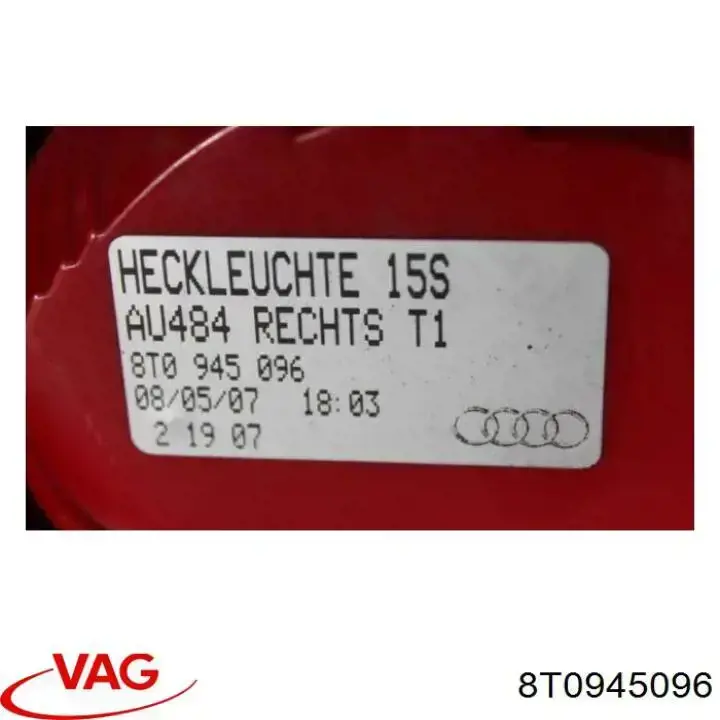 Do koszyka 8T0945096 VAG Lampa zespolona tylna prawa zewnętrzna