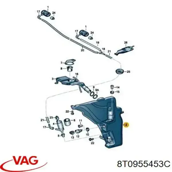 Zbiorniczek spryskiwacza szyb Audi A5 Sportback hatchback (8TA) (2009 - 2017) cena, od 93,94 USD