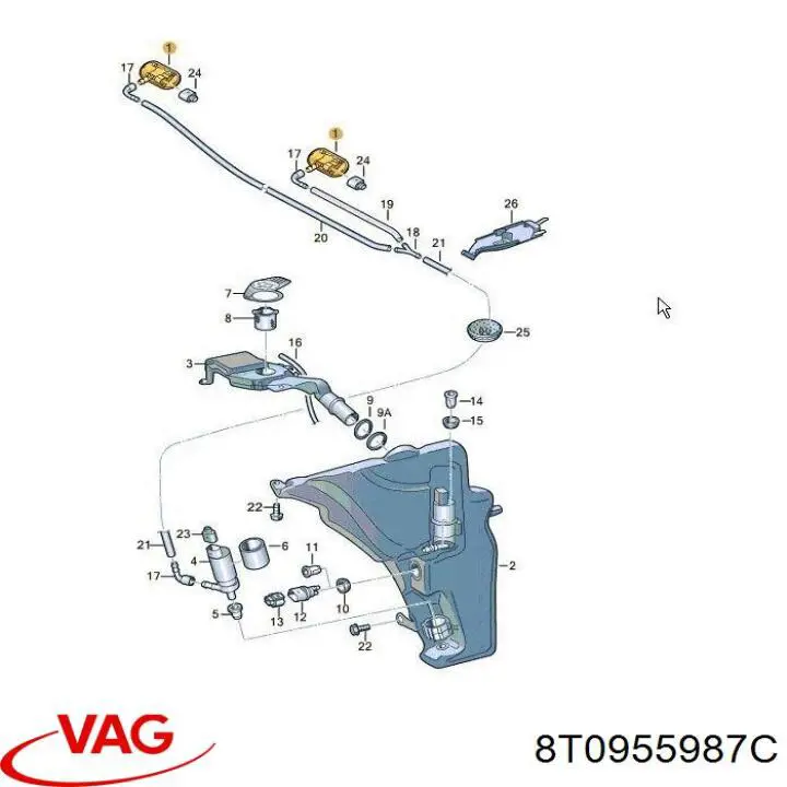 Dysza spryskiwacza szyby przedniej VAG 8T0955987C cena, od 7,89 USD