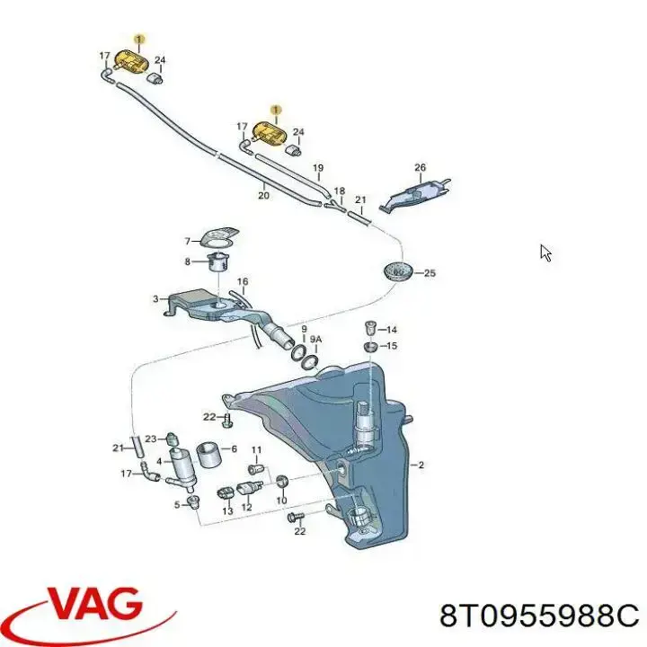 Dysza spryskiwacza szyby przedniej VAG 8T0955988C cena, od 9,20 USD