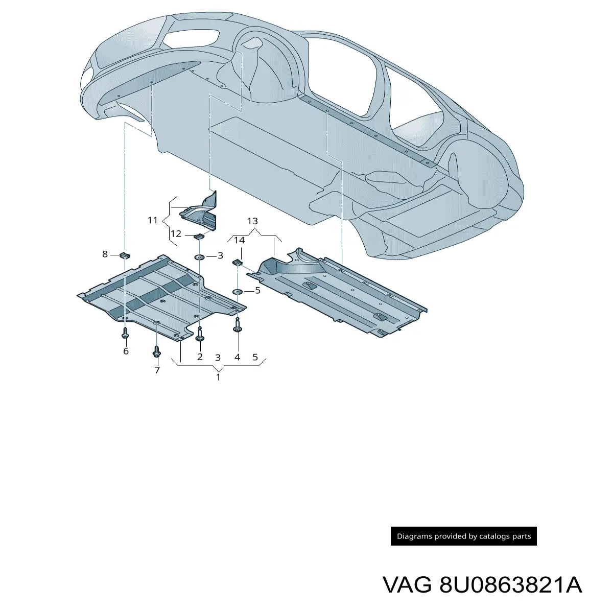 8U0863821A VAG Osłona silnika, miski (przedziału silnika)
