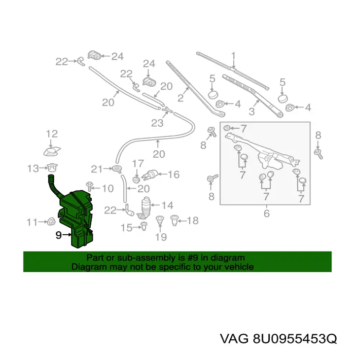 Zbiorniczek spryskiwacza szyb VAG 8U0955453Q cena, od 49,76 USD