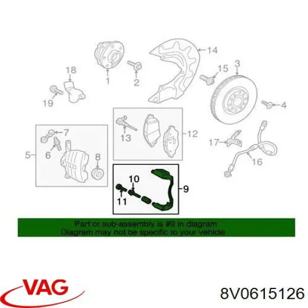 8V0615126 VAG Jarzmo zacisku hamulcowego przedniego