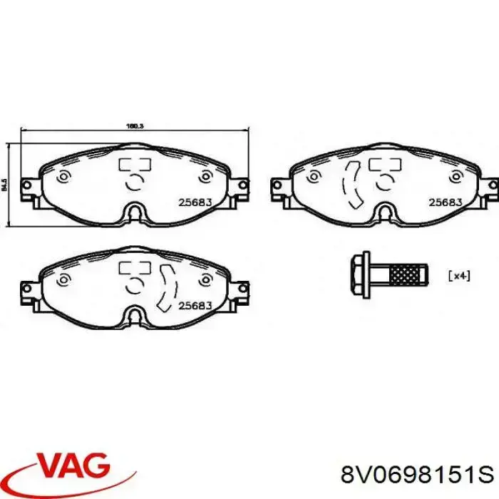 8V0698151S VAG klocki hamulcowe przednie tarczowe