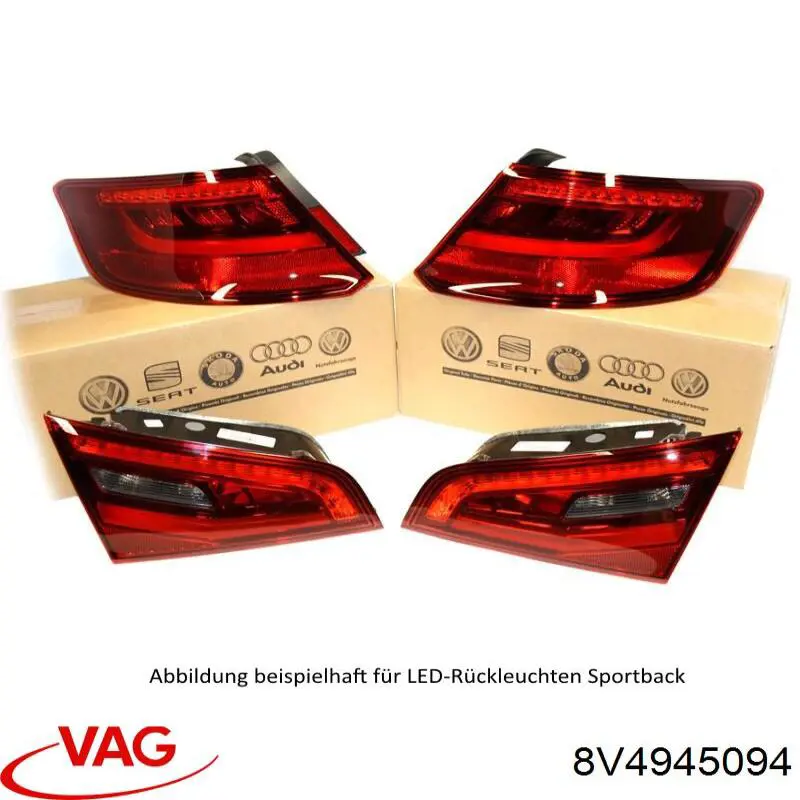 Lampa zespolona tylna prawa wewnętrzna VAG 8V4945094 cena, od 139,80 USD