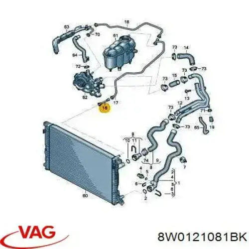 Kołnierz układu chłodzenia (trójnik) VAG 8W0121081BK cena, od 13,71 USD