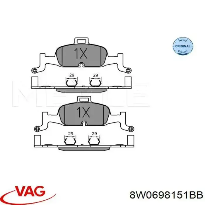 Klocki hamulcowe przednie tarczowe VAG 8W0698151BB cena, od 66,39 USD