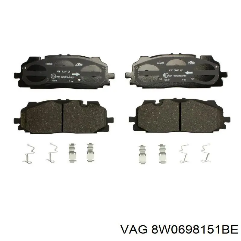 8W0698151BE VAG klocki hamulcowe przednie tarczowe