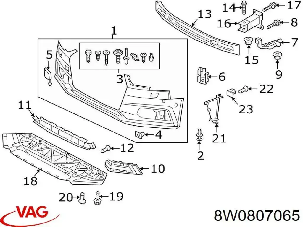 8W0807065 VAG Zderzak przedni