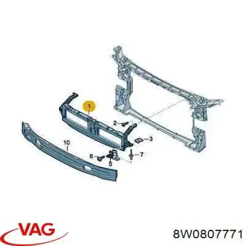 Wspornik atrapy chłodnicy VAG 8W0807771 cena, od 60,70 USD