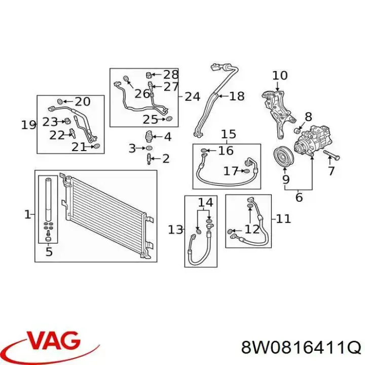 Chłodnica klimatyzacji VAG 8W0816411Q cena, od 143,64 USD