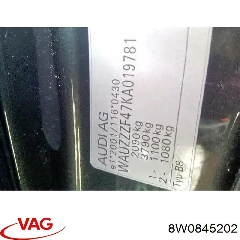 8W0845202 VAG Szyba drzwi prawych przednich