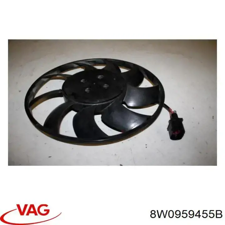 8W0959455AE VAG Wentylator elektryczny układu chłodzenia, kompletny (silnik+wirnik) lewy