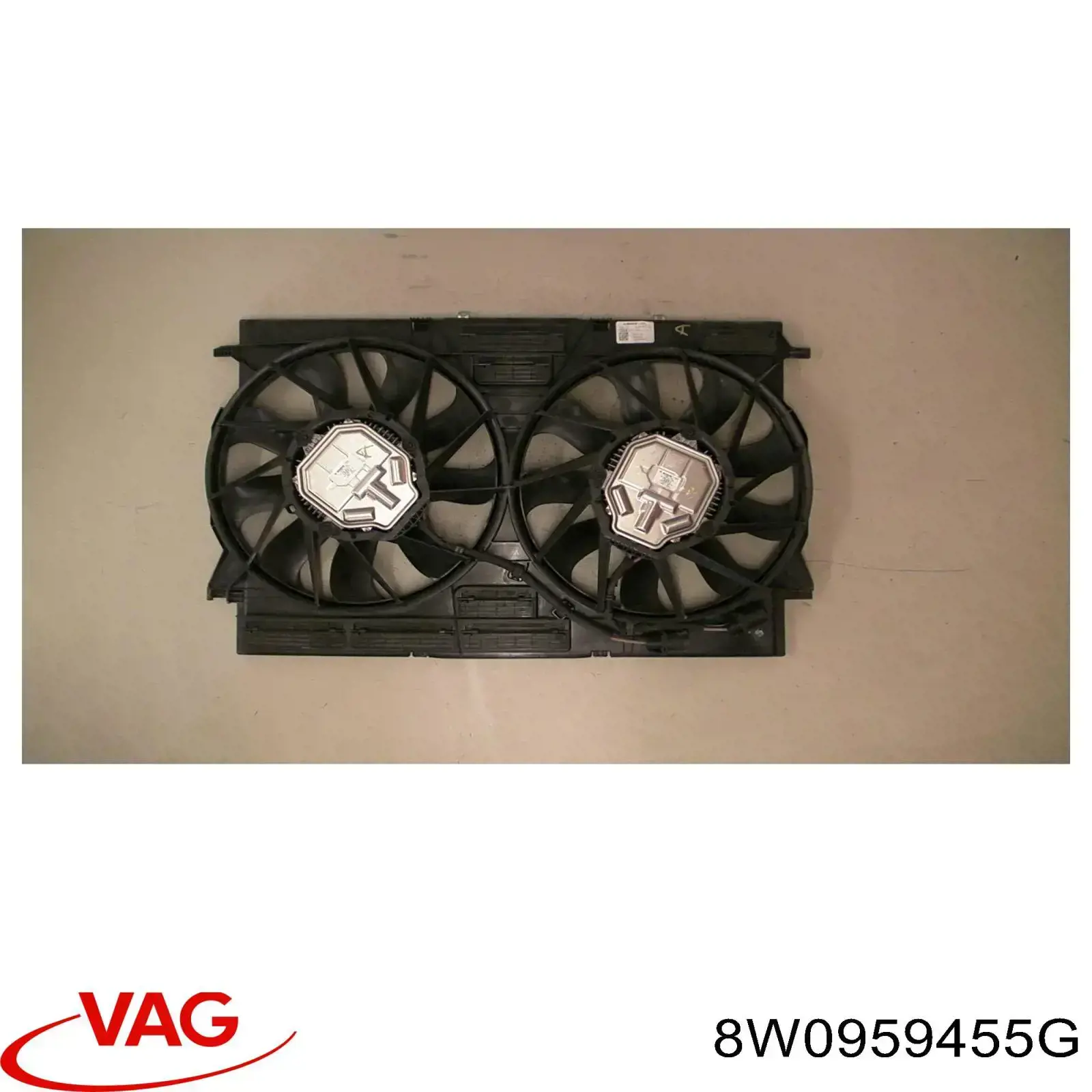 Do koszyka 8W0959455G VAG Wentylator elektryczny układu chłodzenia, kompletny (silnik+wirnik) prawy